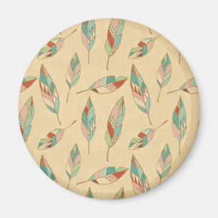 Korallenrotes Feder-Muster SüdwestGeo-Schritt-  Magnet