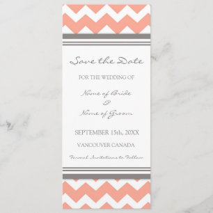Korallenrotes Graues Save the Date Wedding Karte