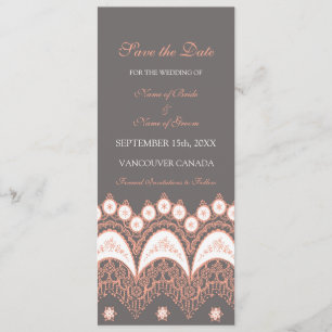 Korallenrotes Graues Save the Date Wedding Karte