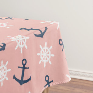 Korallenrotes Marineblauanker- und Tischdecke