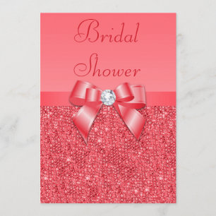 Korallenrotes Rosa DruckSequins u. Einladung