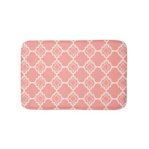 Korallenrotes rosa Quatrefoil geometrisches Muster Badematte