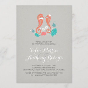 Korallenrotes Seepferdstrand-Probenabendessen lädt Einladung