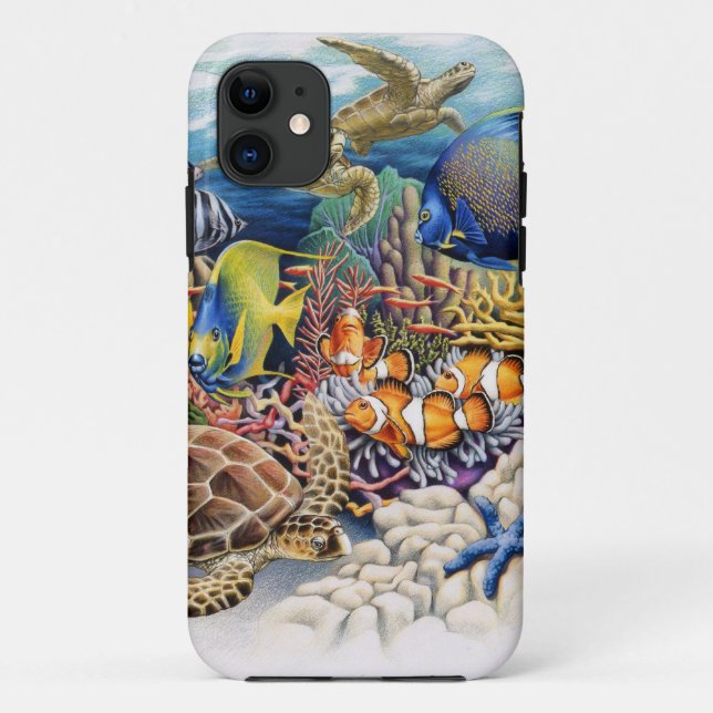 Korallenrotes Wasser mit tropischen Fischen Case-Mate iPhone Hülle (Rückseite)