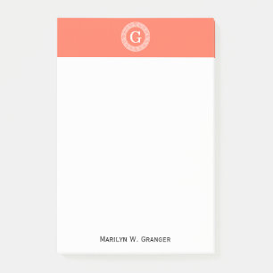 Korallenrotes weißes griechisches SchlüsselRnd Post-it Klebezettel