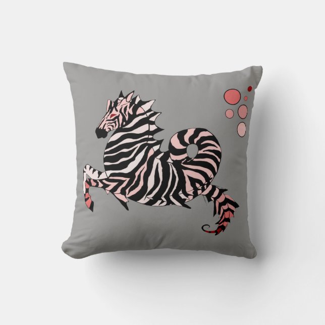 Korallenrotes Zebra-Seepferdthrow-Kissen Kissen (Vorderseite)