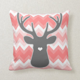 Korallenrotes Zickzack Herz-Nasen-Rotwild-Kissen Kissen
