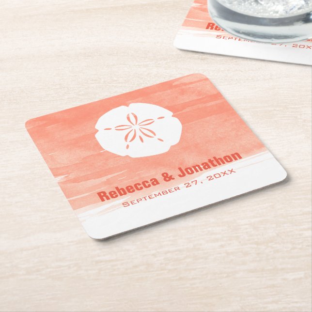 Korallensand Dollar Rechteckiger Pappuntersetzer (angewinkelt)