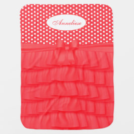 Korallensatin Ruffles & Matching Bow mit Polka Doc Babydecke
