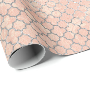 Korallensilber Peach Gray Pastel Metallic Geschenkpapier