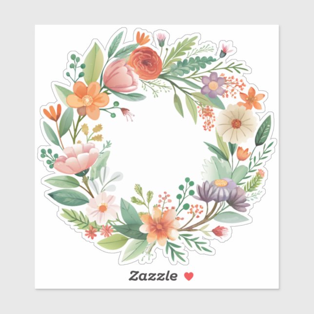 Korallensticker Wildblume Wreath Custom-Cut Vinyl  Aufkleber (Blatt)