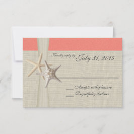 Korallenstrand und Burlap-Antwortkarte RSVP Karte