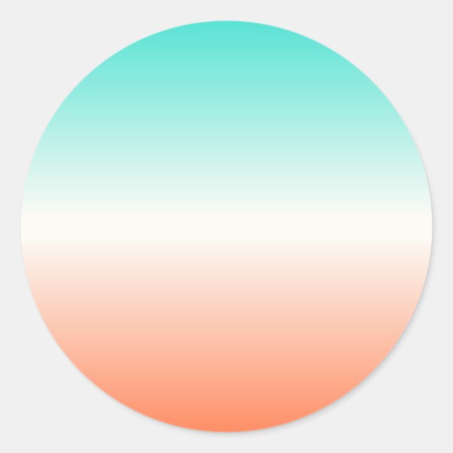 Korallenwein und Türkis Tricolor Ombre Runder Aufkleber (Vorderseite)