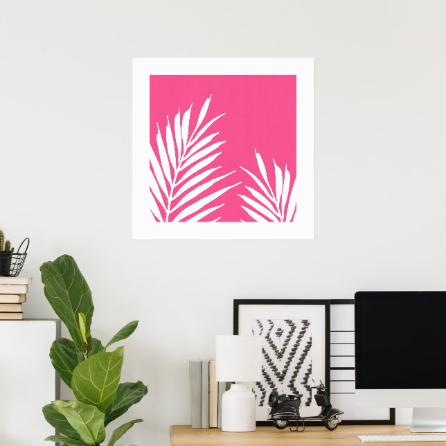 Korallenweiße Acrylpalme-Blätter Poster (Heimbüro)