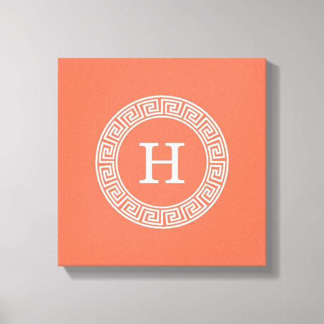Korallenweißer griechischer Schlüsselrahmen Anfang Leinwanddruck (Vorderseite)