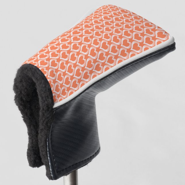 Korallenweißes Herzen Muster Golf Headcover (3/4 Vorderseite)