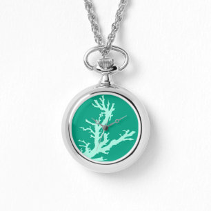 Korallenzweig - aquamarin und Meeresgrün Armbanduhr