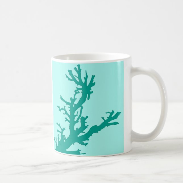 Korallenzweig - Türkis und Aqua Kaffeetasse (Rechts)