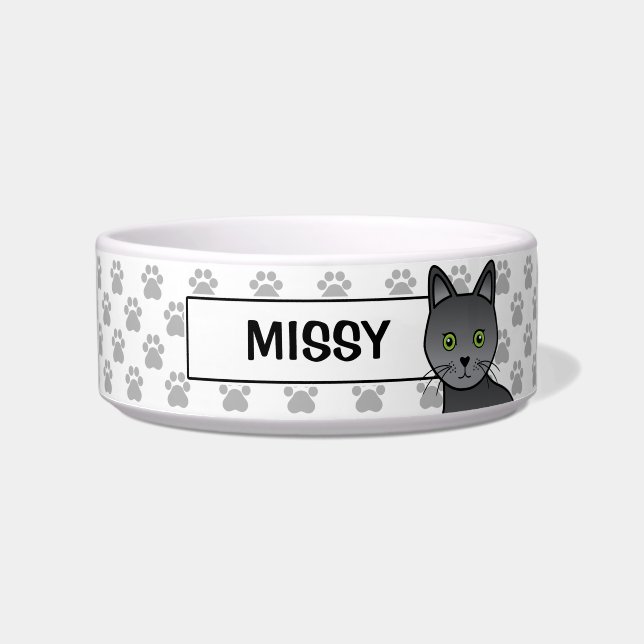 Korat Cat Head Illustration und Katzenname Napf (Vorderseite)