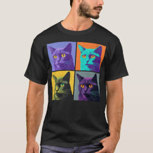 Korat Cat Pop Illustration Farbige Tierfrauen T-Shirt