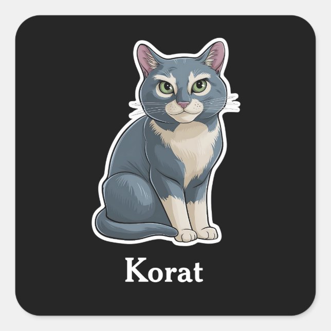 Korat Quadratischer Aufkleber (Vorderseite)