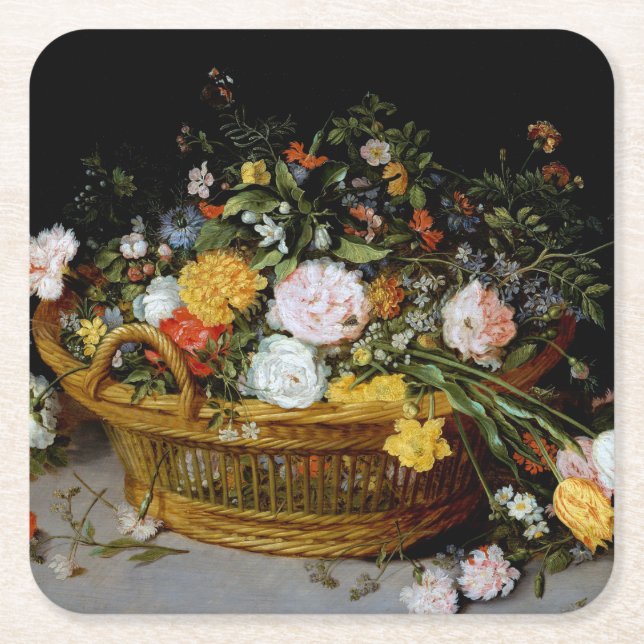 Korb der Blume, Jan Brueghel der Jüngere Rechteckiger Pappuntersetzer (Vorderseite)