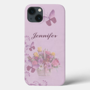Korb der Blumen und der Schmetterlinge, Name Case-Mate iPhone Hülle