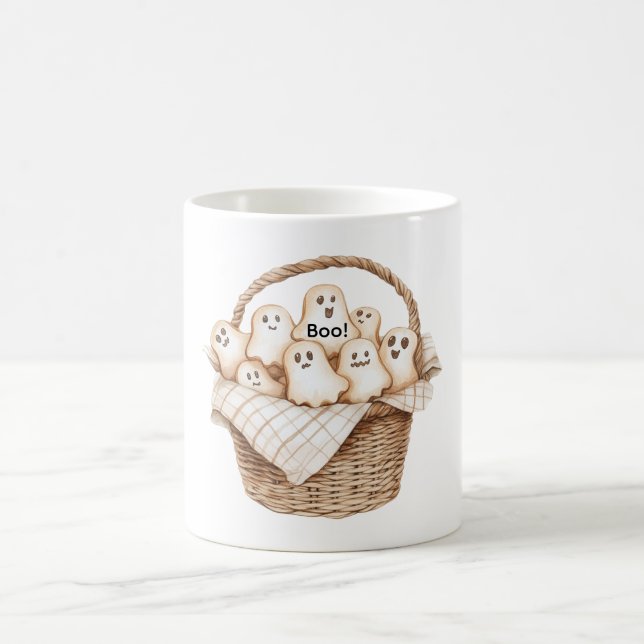 Korb der Geister Halloween Kaffeetasse (Mittel)