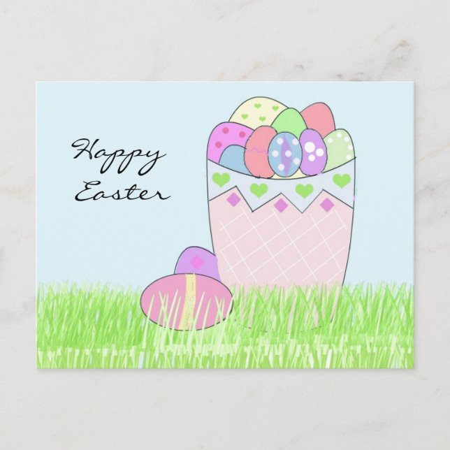 Korb der Ostereier Feiertagspostkarte (Vorderseite)