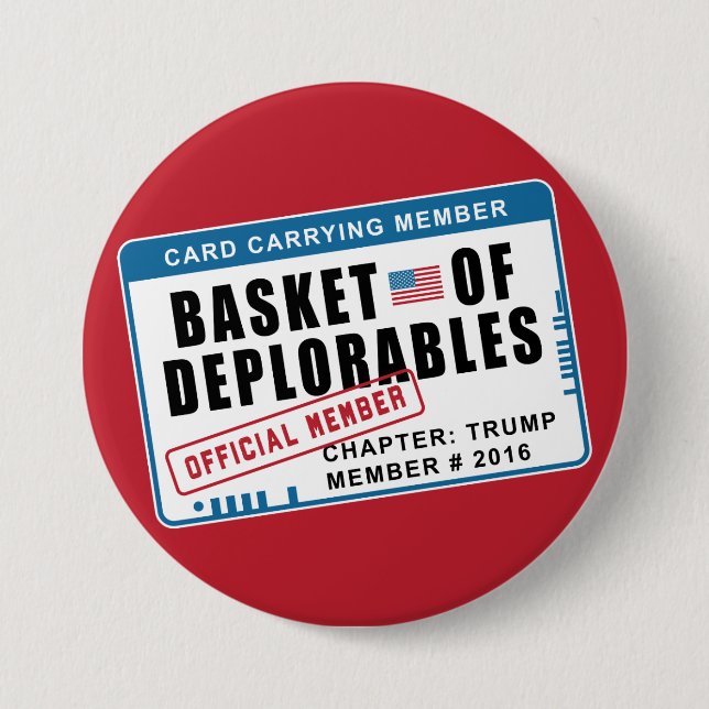 Korb des Deplorables Karten-tragenden Mitgliedes Button (Vorderseite)