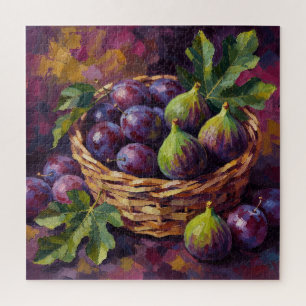 Korb mit Feigen und Pflaumen Ölmalerei Kunst Puzzle
