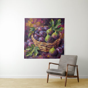 Korb mit Feigen und Pflaumen Ölmalerei Kunst Wandteppich
