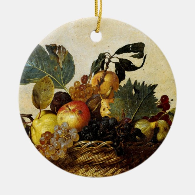 Korb mit Frucht, Caravaggio Keramik Ornament (Vorne)