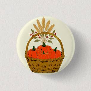 🍂Korb mit Kürbissen und Herbstweizen Button
