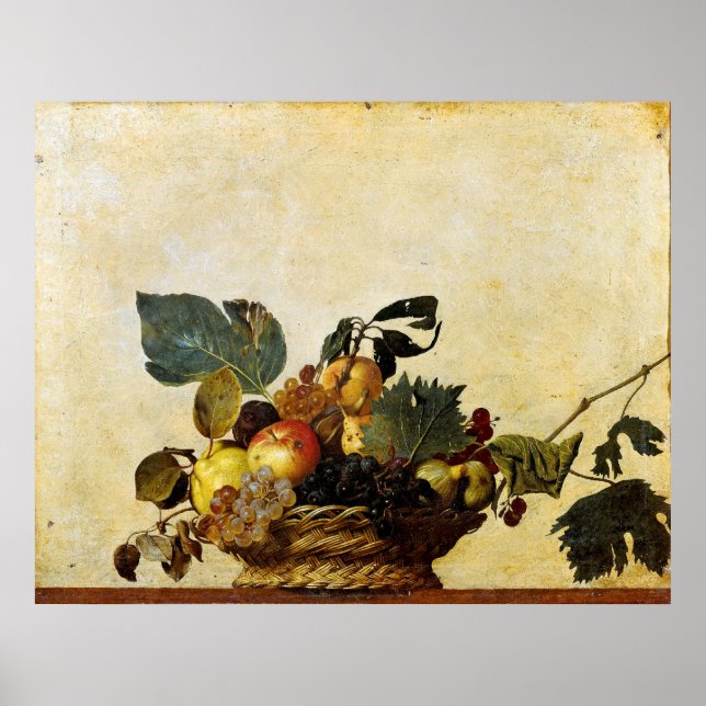 Korb mit Obst, Caravaggio Poster (Vorne)