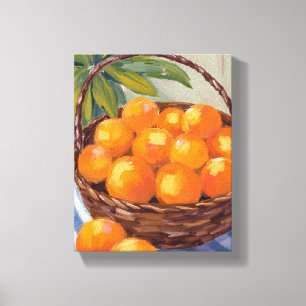 Korb mit Orangen Obst Zitrone Malerei Leinwanddruck