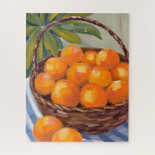 Korb mit Orangen Obst Zitrusschalen Malerei Puzzle