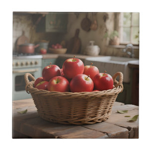 Korb mit roten Äpfeln Fliese