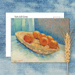 Korb mit Six Orangen Vincent van Gogh Postkarte<br><div class="desc">Eine kunstvolle Postkarte,  Basket mit Six Orangen (1888),  ein postimpressionistisches Werk des niederländischen Künstlers Vincent van Gogh (1853-1890). Dieses Stillleben zeigt einen Korbkorb mit Früchten,  der auf einem Tisch aufgestellt ist.</div>