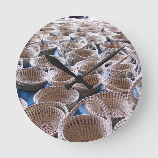 Korb-Uhr Charleston Sc Sweetgrass Runde Wanduhr (Vorderseite)