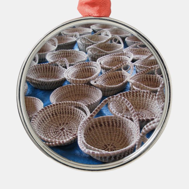 Korb-Verzierung Charleston Sc Sweetgrass Silbernes Ornament (Vorne)