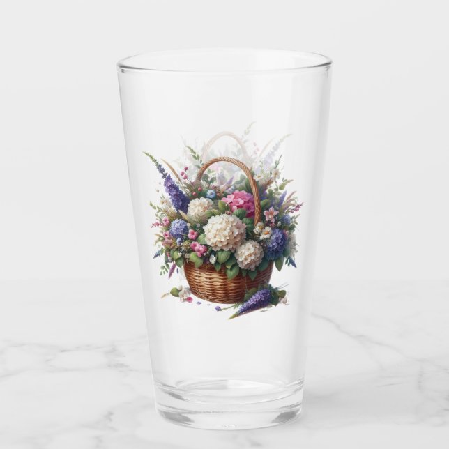 Korb voller Blume Glas (Vorderseite)