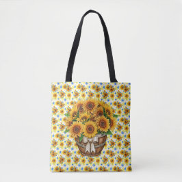 Korb voller Sonnenblumen Tasche