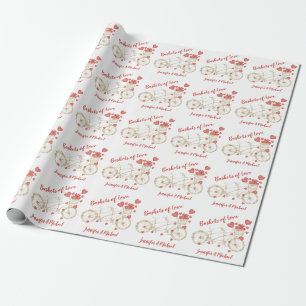 Körbe der Liebe Vintage Zweisitzer Fahrrad Namen Geschenkpapier