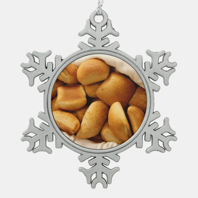 Körbe für die Speiserollen Schneeflocken Zinn-Ornament (Vorderseite)