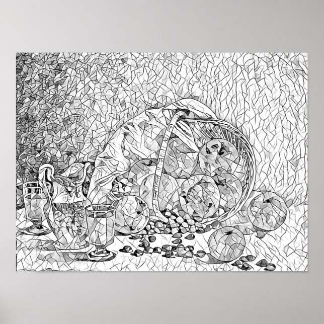 Körbe mit Abstrakter Farbseite für Erwachsene Poster (Vorne)