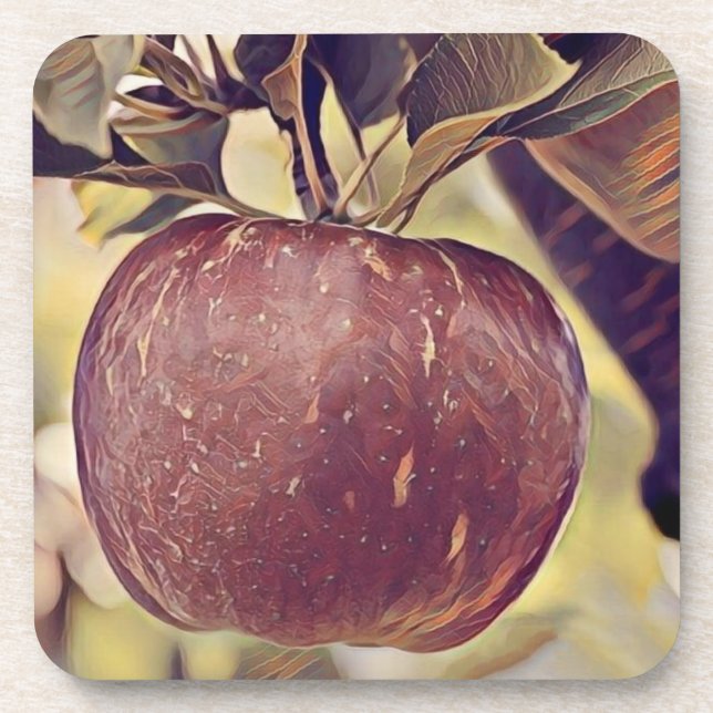 Körbe mit Äpfelmalerei auf Apfelbaum Getränkeuntersetzer (Vorderseite)