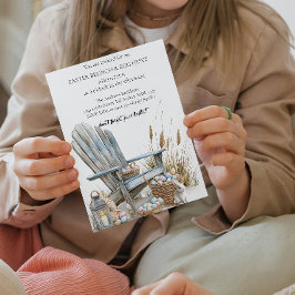 Körbe mit Eiern um den alten Stuhl und Eierjagd Einladung