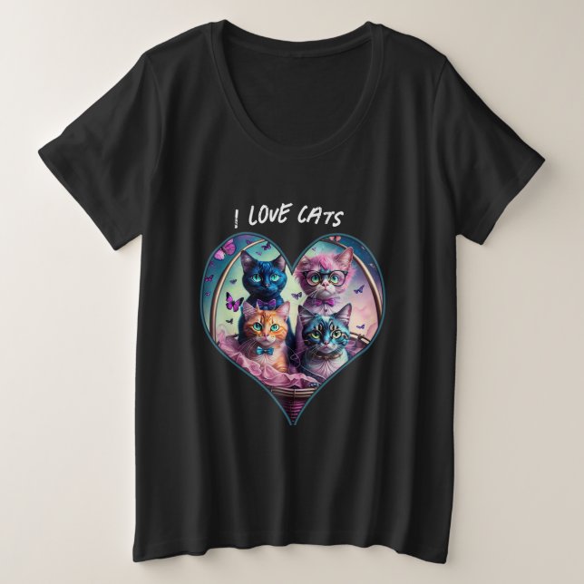 Körbe voller kitschigem Liebe, dunkles Design Große Größe T-Shirt (Design vorne)