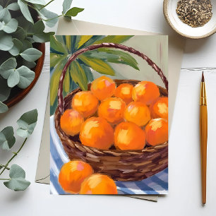 Körbe von Orangen Fruchtzitrusanstrichen Postkarte